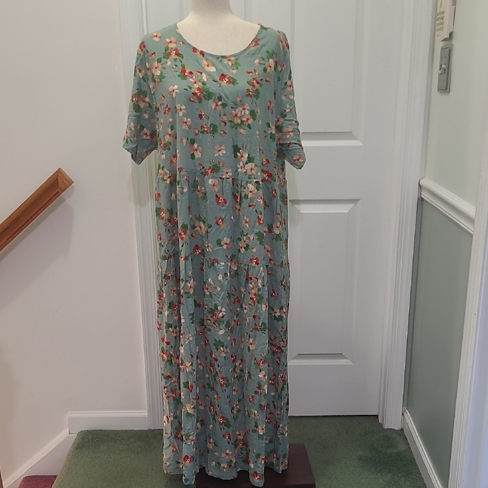 YesNo Floral Green Maxi Dress